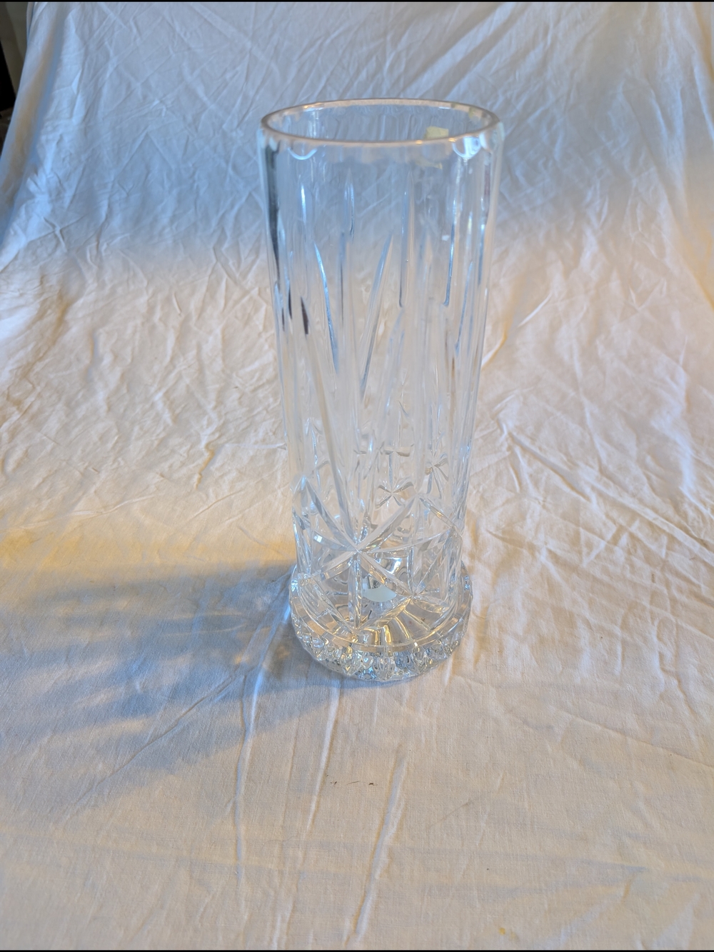 2/70$ Vintage Clear Cut Crystal Glass Tall Cylinder Candle Holder